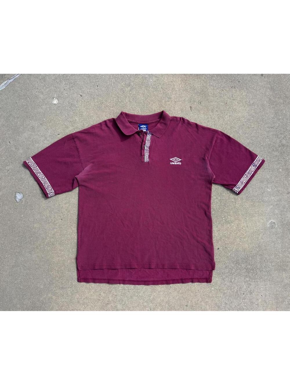 Aztec Umbro Burgundy Short Sleeve Polo Shirt with Pattern